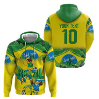 Brazil Football Custom Zip Hoodie Brasil Birds Mascot Bora Brasil!