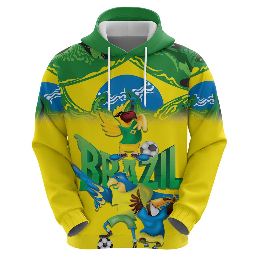 Brazil Football Custom Zip Hoodie Brasil Birds Mascot Bora Brasil!