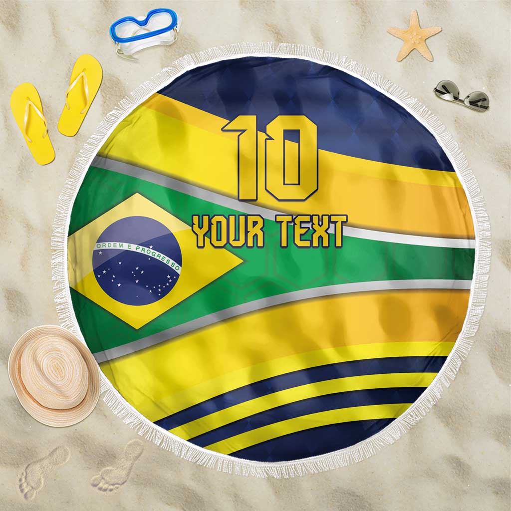 Brazil Football Custom Beach Blanket Selecao Canarinho Flag Motif
