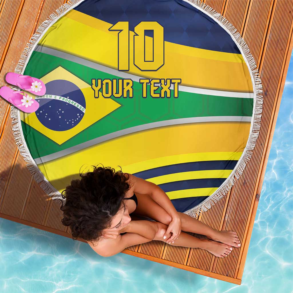 Brazil Football Custom Beach Blanket Selecao Canarinho Flag Motif
