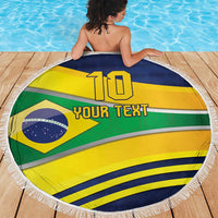 Brazil Football Custom Beach Blanket Selecao Canarinho Flag Motif