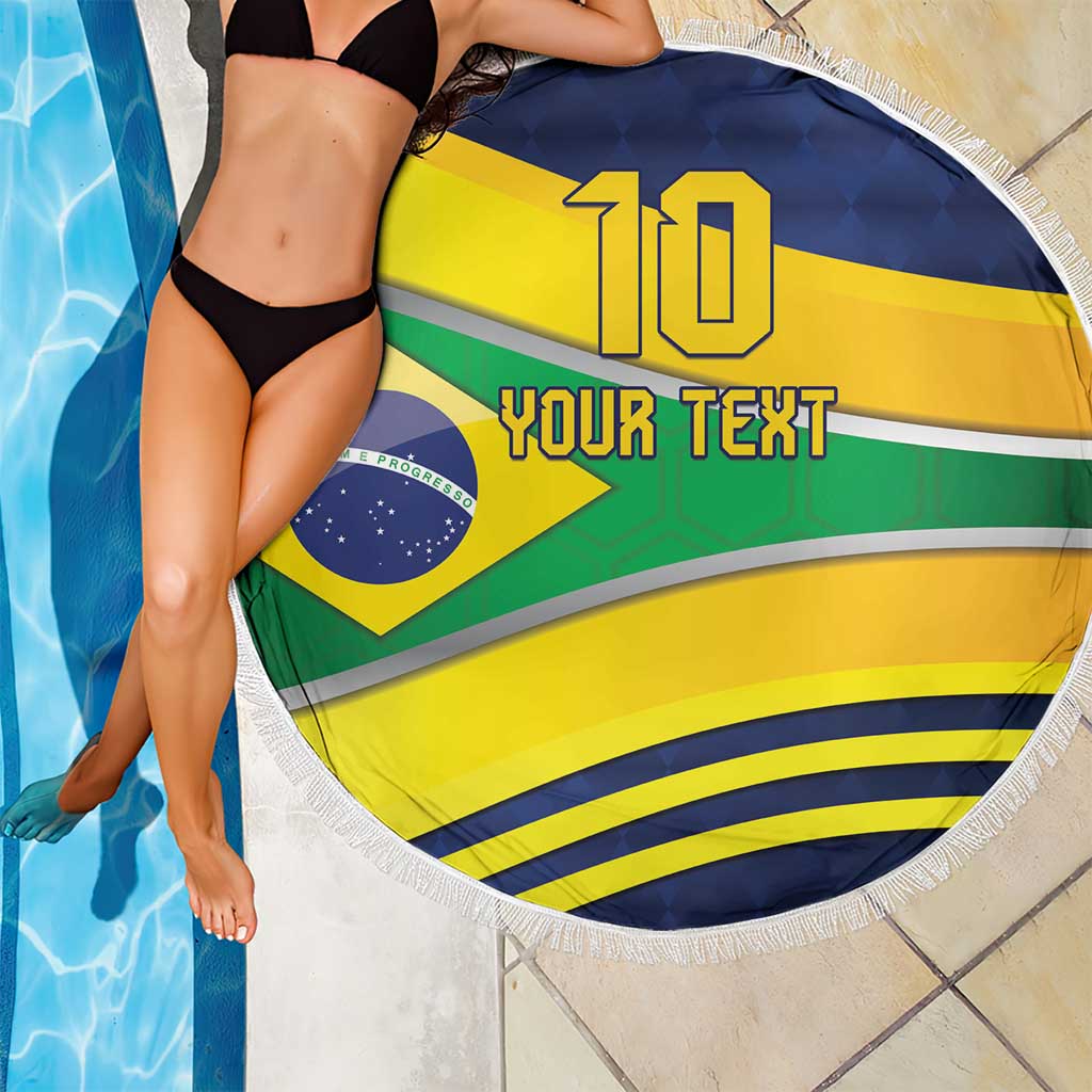 Brazil Football Custom Beach Blanket Selecao Canarinho Flag Motif