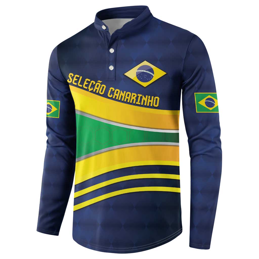 Brazil Football Custom Button Sweatshirt Selecao Canarinho Flag Motif