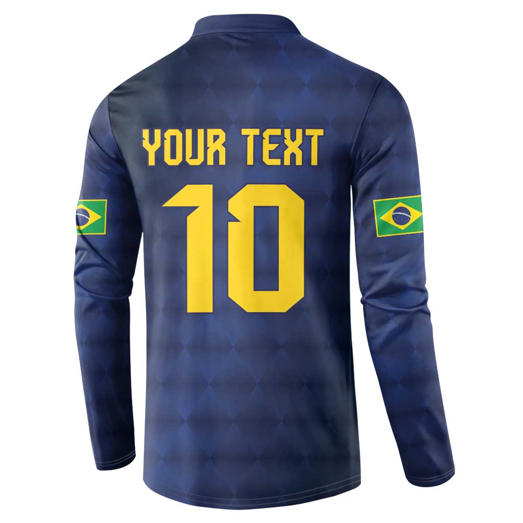 Brazil Football Custom Button Sweatshirt Selecao Canarinho Flag Motif