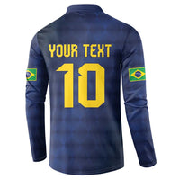 Brazil Football Custom Button Sweatshirt Selecao Canarinho Flag Motif