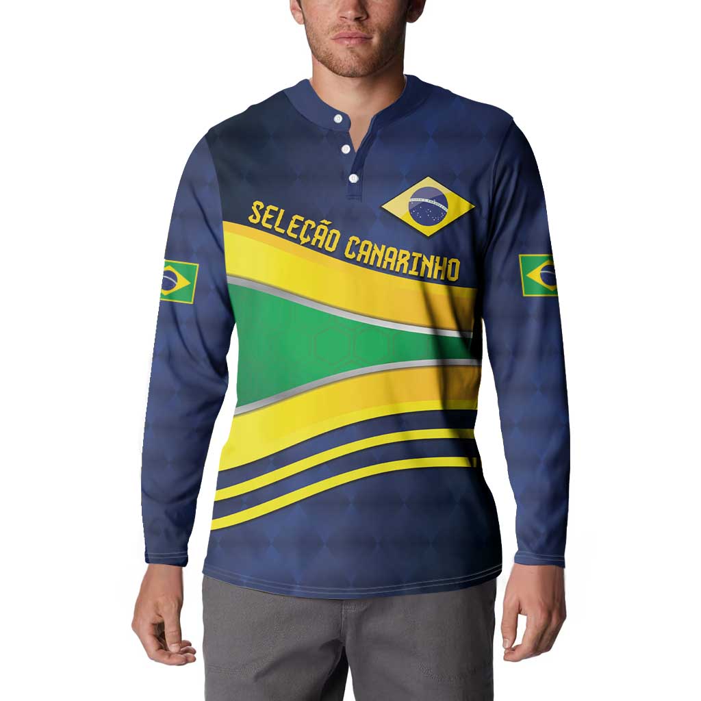 Brazil Football Custom Button Sweatshirt Selecao Canarinho Flag Motif