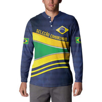 Brazil Football Custom Button Sweatshirt Selecao Canarinho Flag Motif
