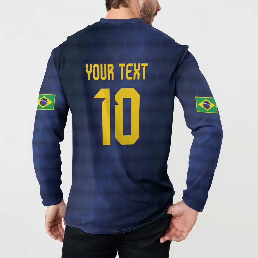 Brazil Football Custom Button Sweatshirt Selecao Canarinho Flag Motif