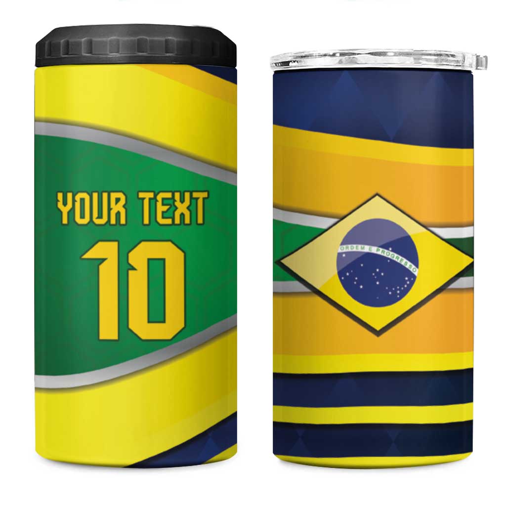 Brazil Football Custom 4 in 1 Can Cooler Tumbler Selecao Canarinho Flag Motif