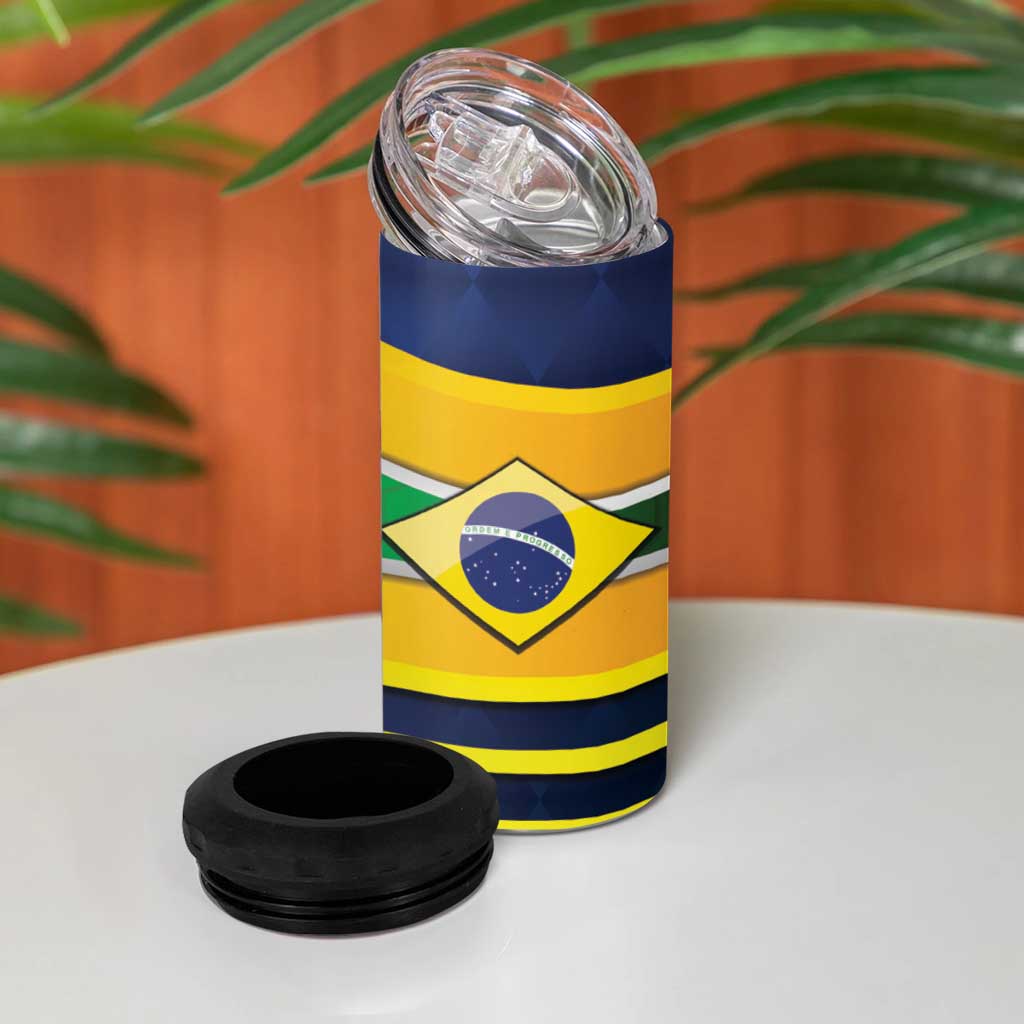 Brazil Football Custom 4 in 1 Can Cooler Tumbler Selecao Canarinho Flag Motif