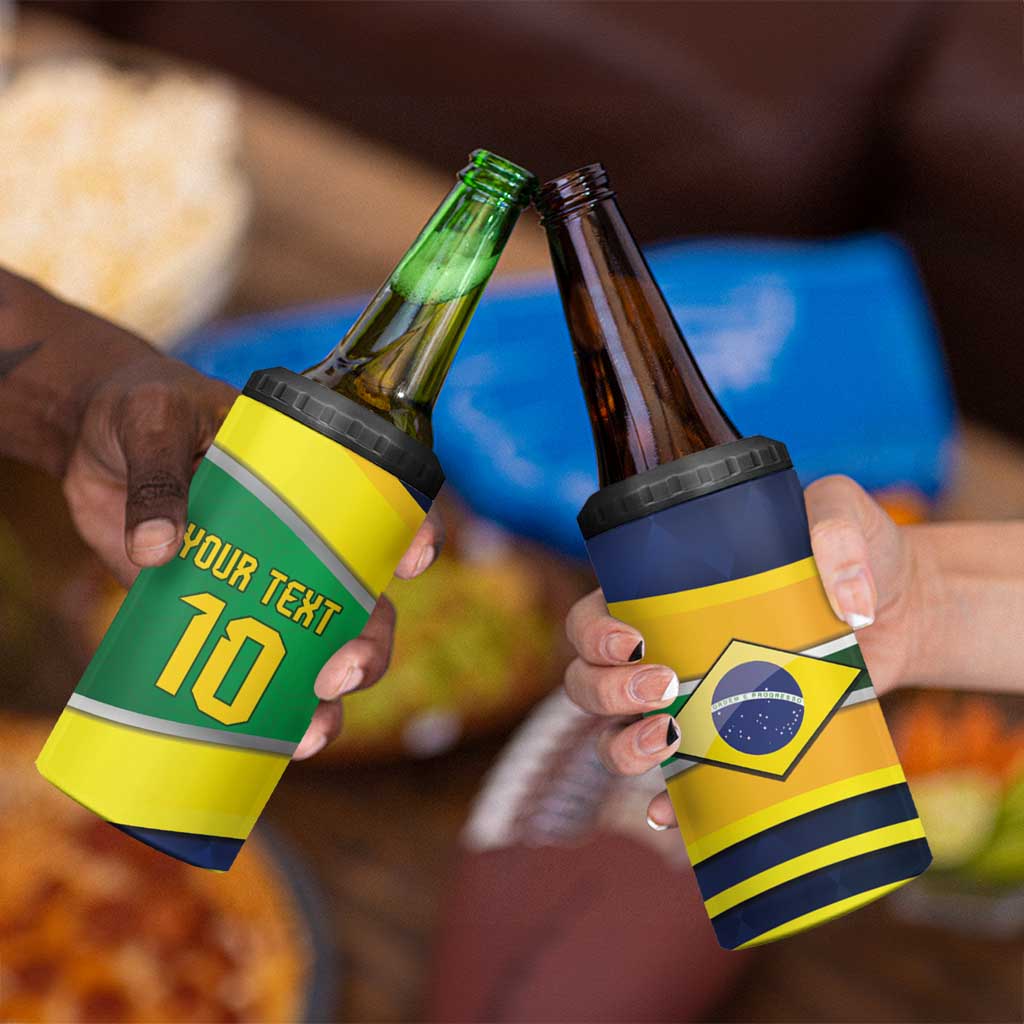 Brazil Football Custom 4 in 1 Can Cooler Tumbler Selecao Canarinho Flag Motif