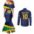 Brazil Football Custom Couples Matching Mermaid Dress and Long Sleeve Button Shirt Selecao Canarinho Flag Motif