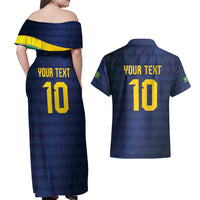 Brazil Football Custom Couples Matching Off Shoulder Maxi Dress and Hawaiian Shirt Selecao Canarinho Flag Motif