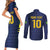 Brazil Football Custom Couples Matching Short Sleeve Bodycon Dress and Long Sleeve Button Shirt Selecao Canarinho Flag Motif