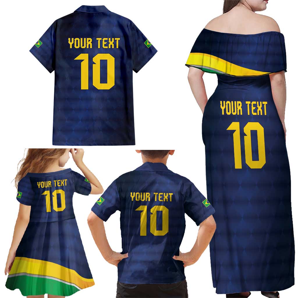 Brazil Football Custom Family Matching Off Shoulder Maxi Dress and Hawaiian Shirt Selecao Canarinho Flag Motif