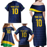 Brazil Football Custom Family Matching Off Shoulder Maxi Dress and Hawaiian Shirt Selecao Canarinho Flag Motif