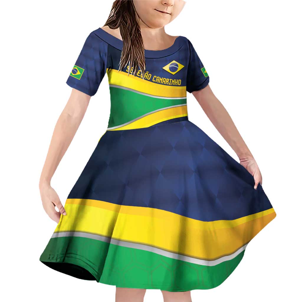 Brazil Football Custom Family Matching Off Shoulder Short Dress and Hawaiian Shirt Selecao Canarinho Flag Motif