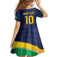 Brazil Football Custom Family Matching Off Shoulder Short Dress and Hawaiian Shirt Selecao Canarinho Flag Motif
