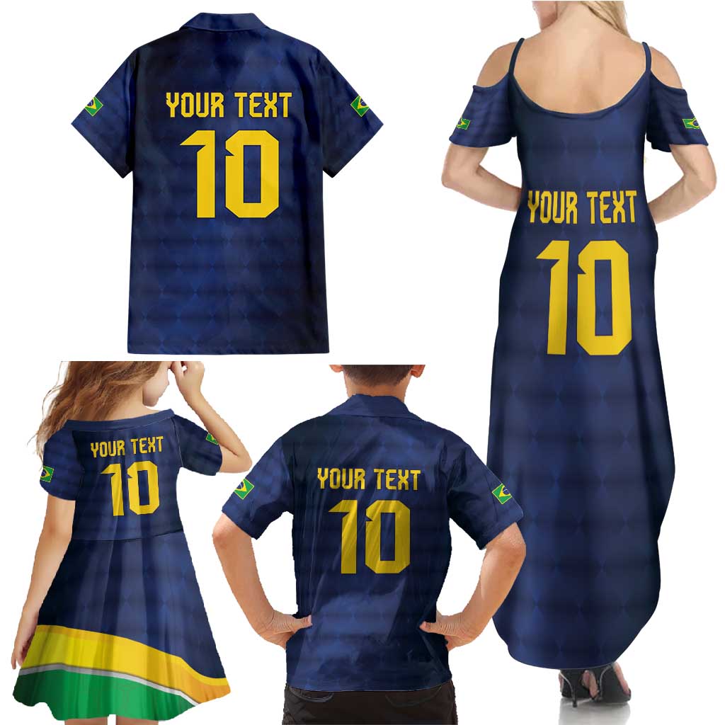 Brazil Football Custom Family Matching Summer Maxi Dress and Hawaiian Shirt Selecao Canarinho Flag Motif
