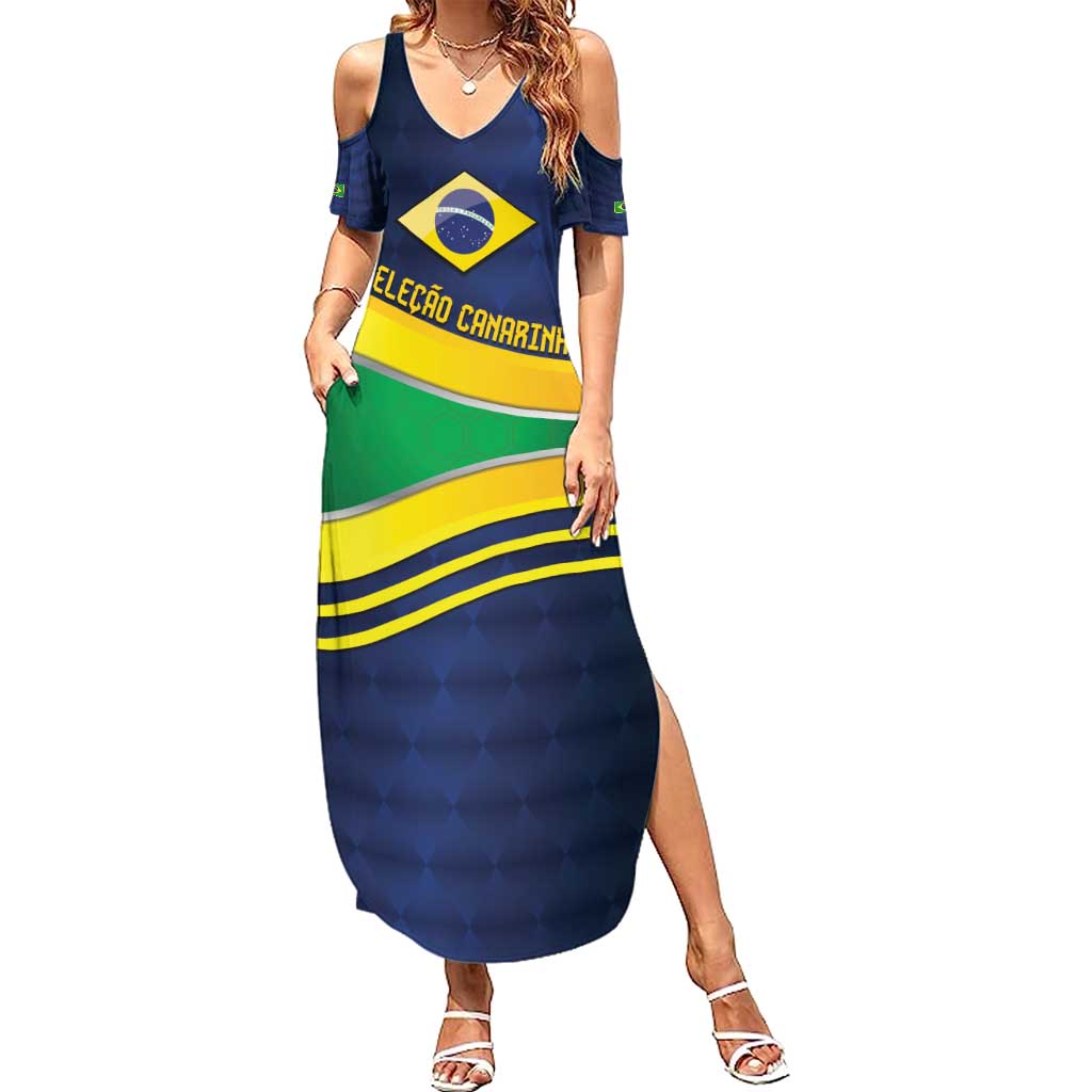 Brazil Football Custom Family Matching Summer Maxi Dress and Hawaiian Shirt Selecao Canarinho Flag Motif