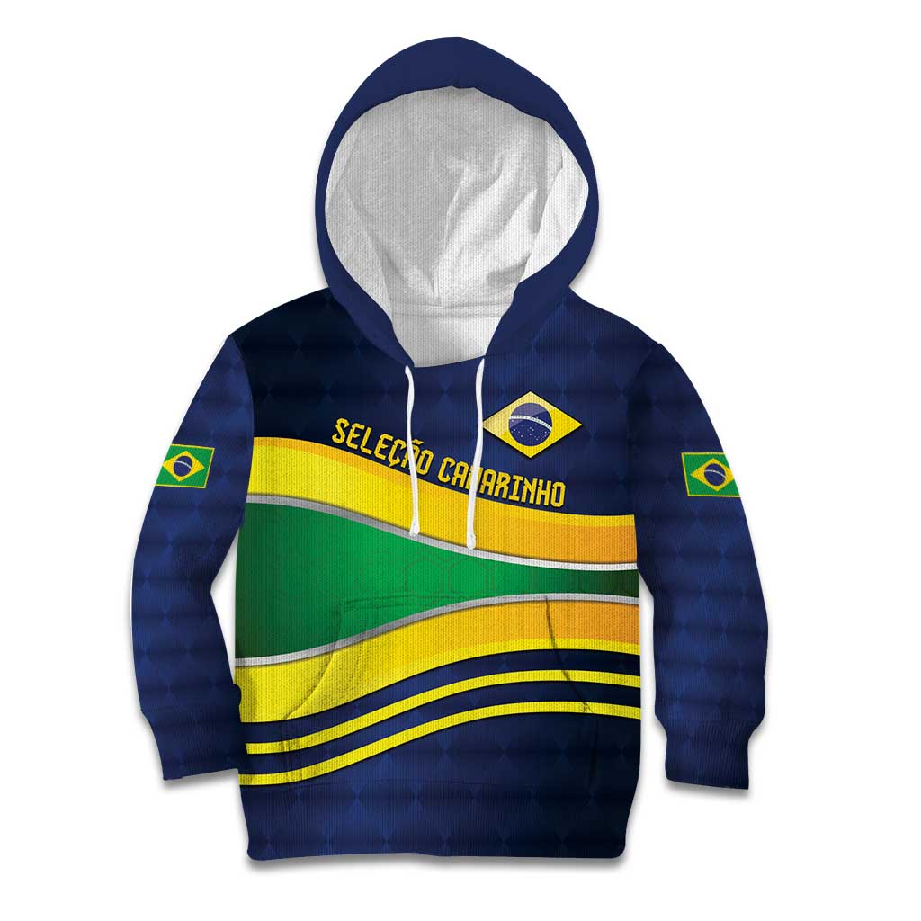 Brazil Football Custom Kid Hoodie Selecao Canarinho Flag Motif