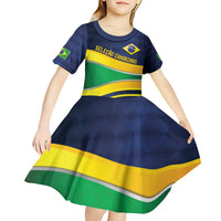 Brazil Football Custom Kid Short Sleeve Dress Selecao Canarinho Flag Motif