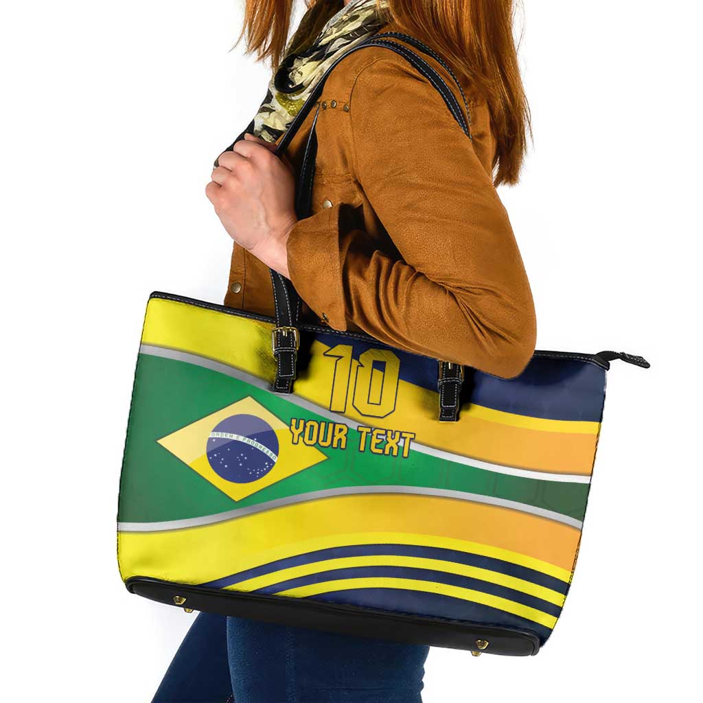 Brazil Football Custom Leather Tote Bag Selecao Canarinho Flag Motif