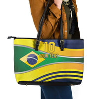 Brazil Football Custom Leather Tote Bag Selecao Canarinho Flag Motif