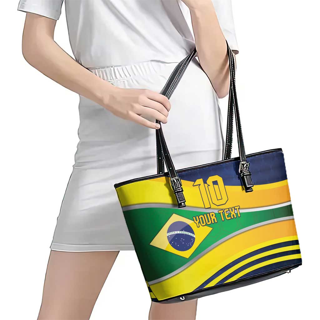 Brazil Football Custom Leather Tote Bag Selecao Canarinho Flag Motif