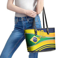 Brazil Football Custom Leather Tote Bag Selecao Canarinho Flag Motif