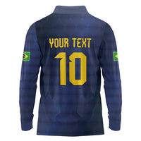 Brazil Football Custom Long Sleeve Polo Shirt Selecao Canarinho Flag Motif