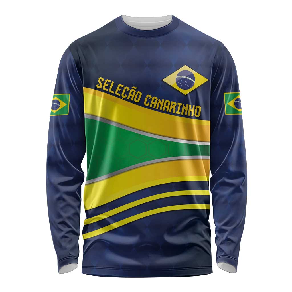 Brazil Football Custom Long Sleeve Shirt Selecao Canarinho Flag Motif