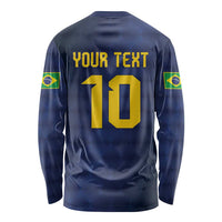 Brazil Football Custom Long Sleeve Shirt Selecao Canarinho Flag Motif
