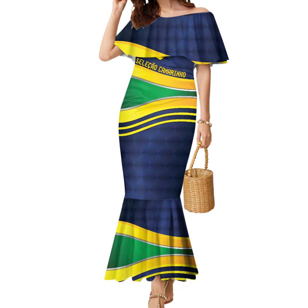 Brazil Football Custom Mermaid Dress Selecao Canarinho Flag Motif
