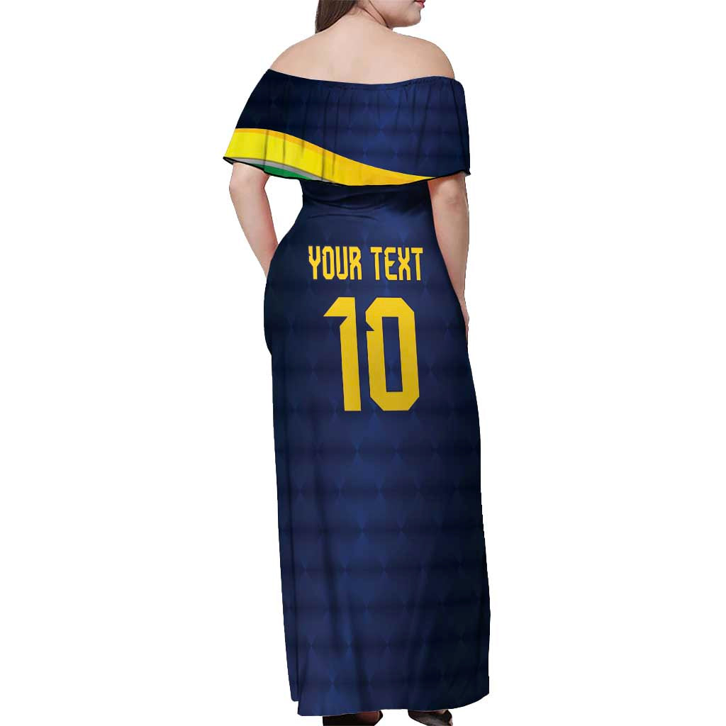 Brazil Football Custom Off Shoulder Maxi Dress Selecao Canarinho Flag Motif