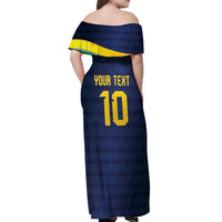 Brazil Football Custom Off Shoulder Maxi Dress Selecao Canarinho Flag Motif