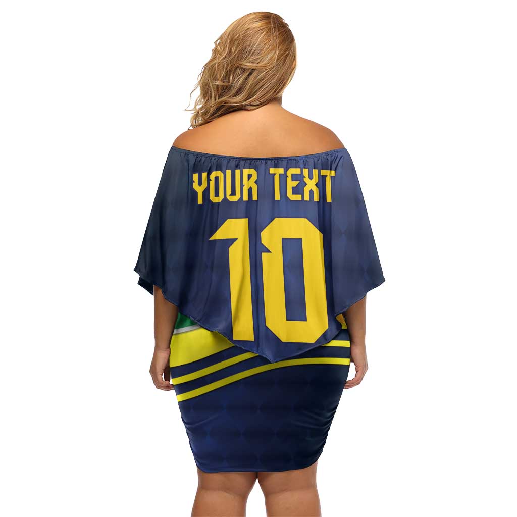 Brazil Football Custom Off Shoulder Short Dress Selecao Canarinho Flag Motif