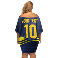 Brazil Football Custom Off Shoulder Short Dress Selecao Canarinho Flag Motif