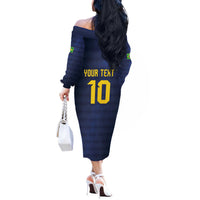 Brazil Football Custom Off The Shoulder Long Sleeve Dress Selecao Canarinho Flag Motif