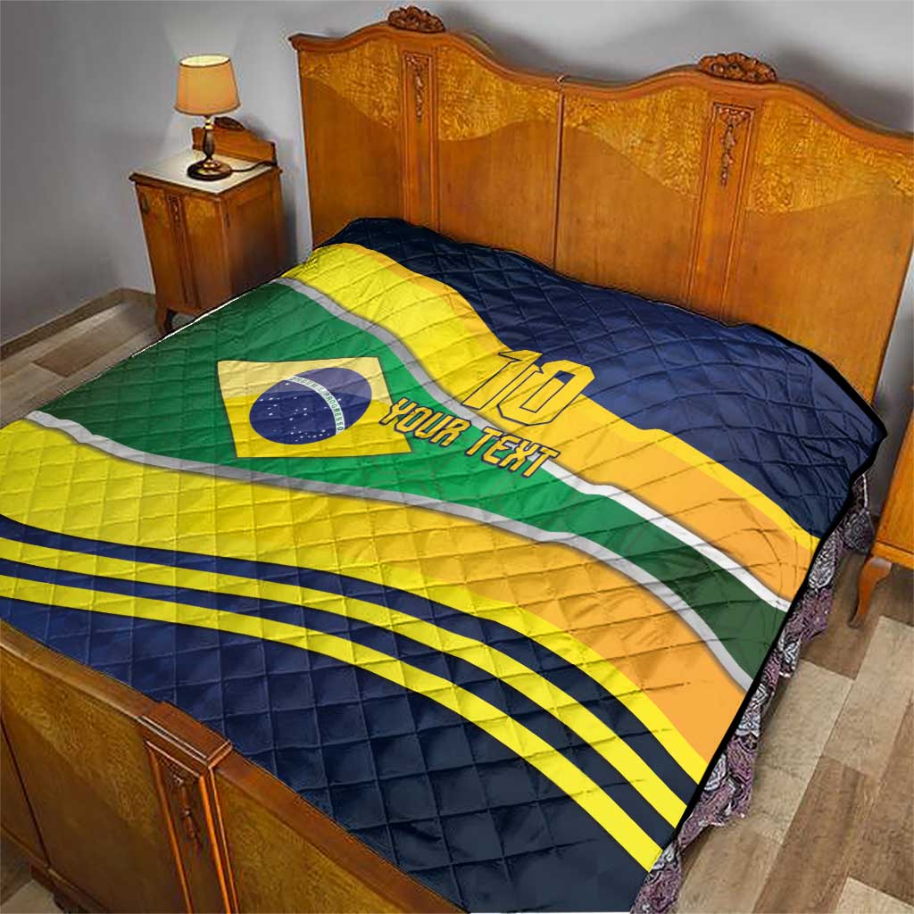 Brazil Football Custom Quilt Selecao Canarinho Flag Motif