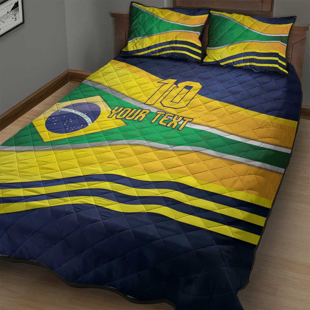 Brazil Football Custom Quilt Bed Set Selecao Canarinho Flag Motif