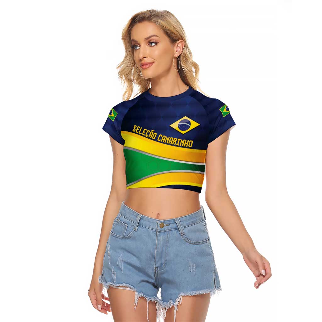 Brazil Football Custom Raglan Cropped T Shirt Selecao Canarinho Flag Motif