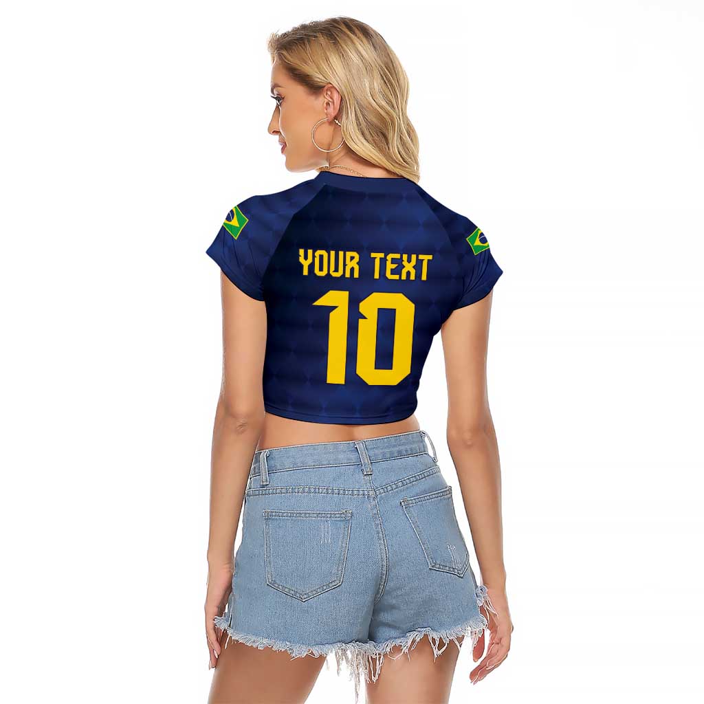 Brazil Football Custom Raglan Cropped T Shirt Selecao Canarinho Flag Motif