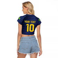 Brazil Football Custom Raglan Cropped T Shirt Selecao Canarinho Flag Motif