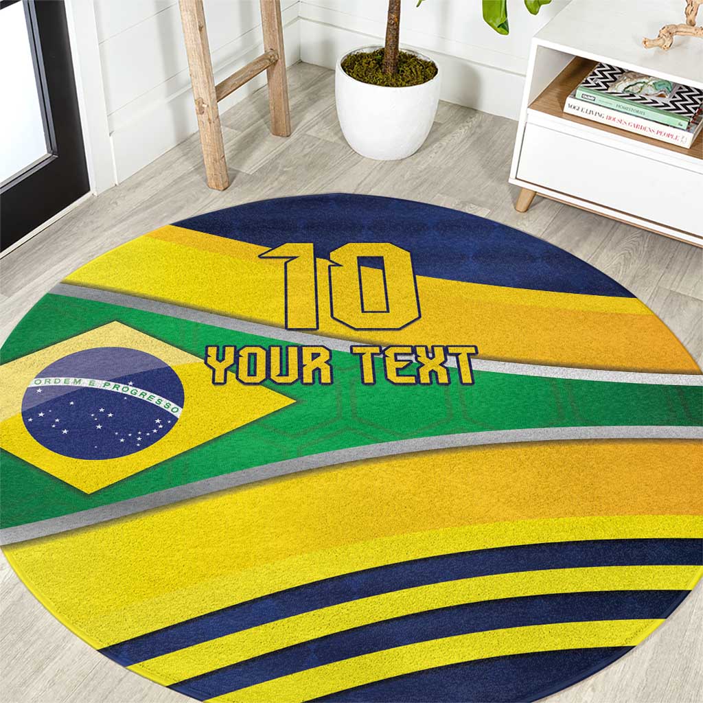 Brazil Football Custom Round Carpet Selecao Canarinho Flag Motif