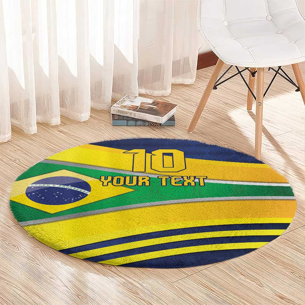Brazil Football Custom Round Carpet Selecao Canarinho Flag Motif