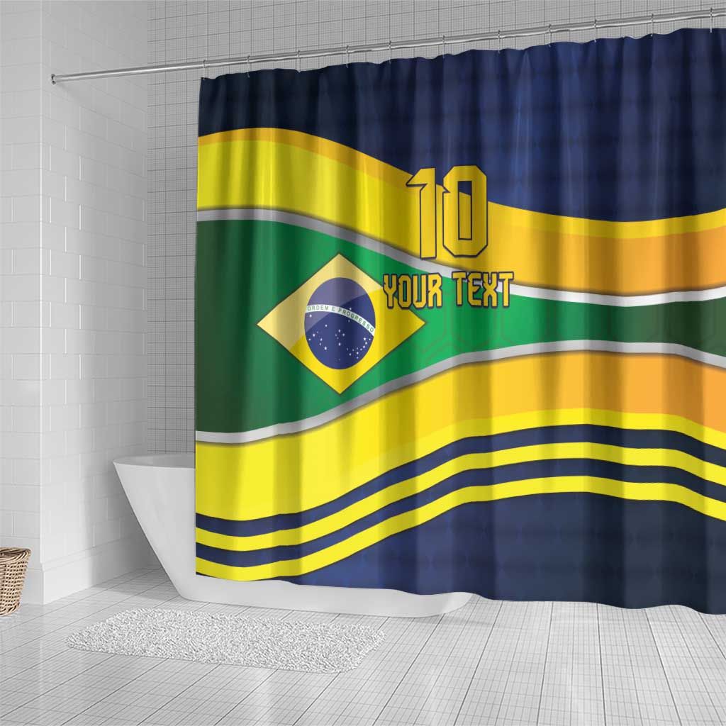 Brazil Football Custom Shower Curtain Selecao Canarinho Flag Motif