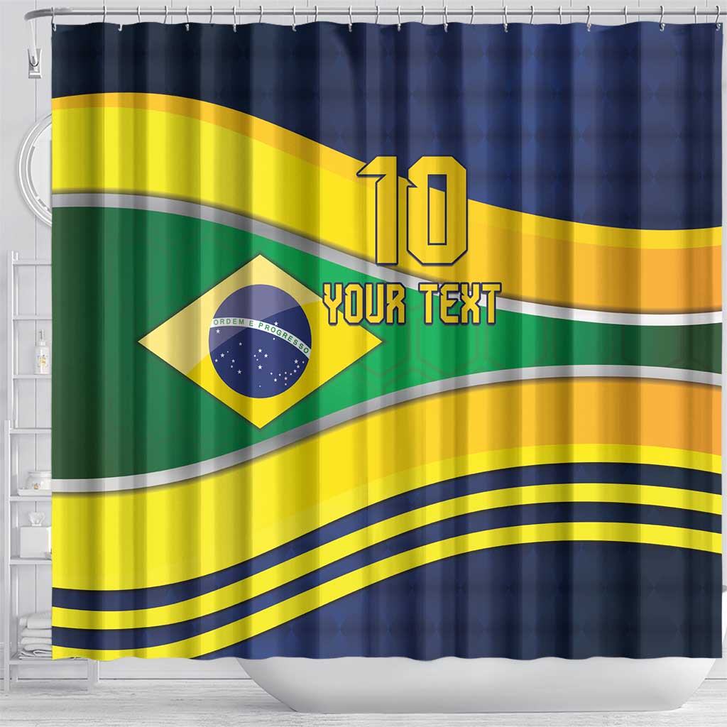 Brazil Football Custom Shower Curtain Selecao Canarinho Flag Motif