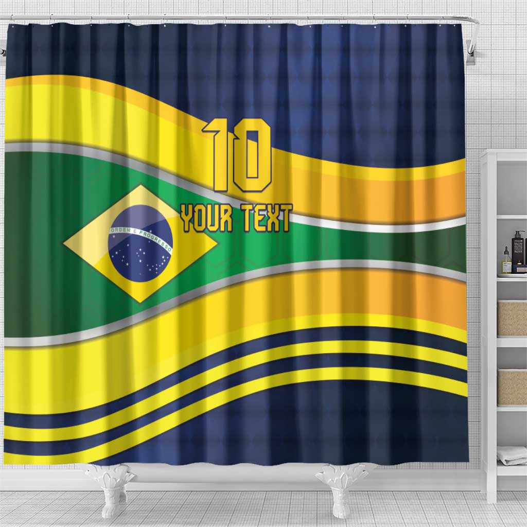 Brazil Football Custom Shower Curtain Selecao Canarinho Flag Motif