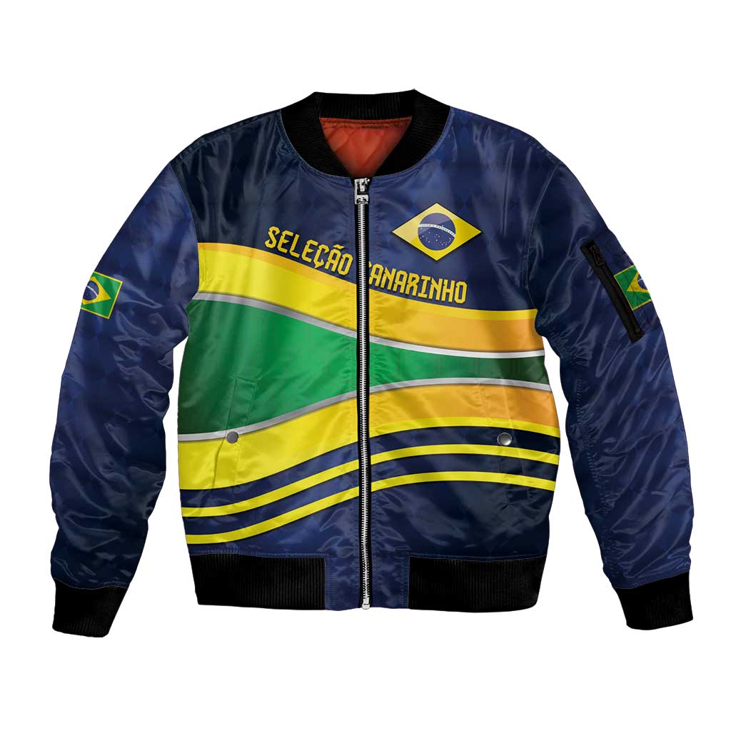 Brazil Football Custom Sleeve Zip Bomber Jacket Selecao Canarinho Flag Motif